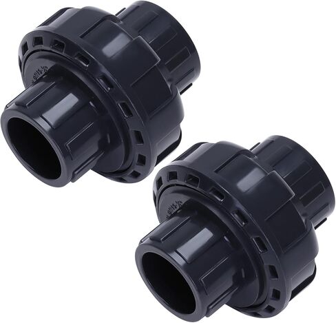 DERNORD 2 Pack UPVC Union Pipe Fitting, 1 inch Slip Union Coupling Adapter, Schedule 80, EPDM O-ring, Socket x Socket in Kuwait