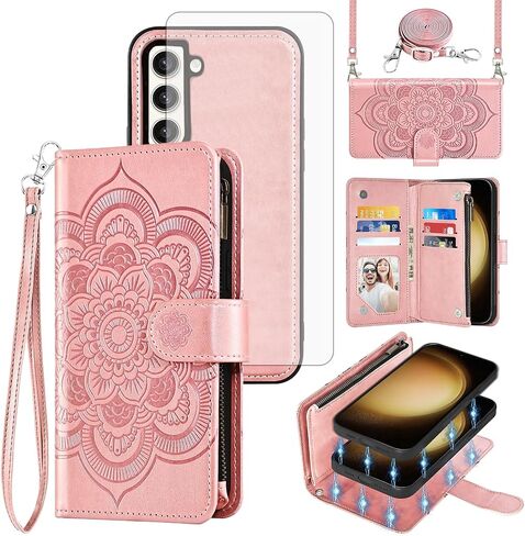 حالة الهاتف ASUWISH لـ Samsung Galaxy S23 Plus S23+ 5G محفظة سحاب غطاء خلايا قابلة للفصل مع حامل بطاقة زهرة حزام الشاشة S23Plus 23S+ S 23 23+ SM-S916U 6.6 بوصة نساء البنات الأرجواني in Saudi Arabia