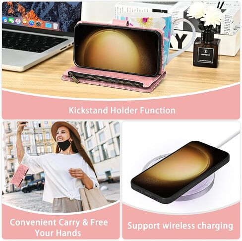 حالة الهاتف ASUWISH لـ Samsung Galaxy S23 Plus S23+ 5G محفظة سحاب غطاء خلايا قابلة للفصل مع حامل بطاقة زهرة حزام الشاشة S23Plus 23S+ S 23 23+ SM-S916U 6.6 بوصة نساء البنات الأرجواني in Saudi Arabia