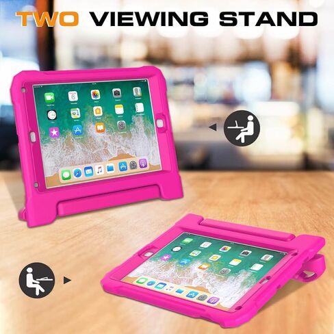 Kids Case for iPad 5th/6th Generation & iPad Air 1/2 & Pro 9.7, iPad 9.7" Case with Screen Protector, Shockproof Protective Cover for iPad 9.7 Inch 6/5 Generation 2018/2017, Pink in Saudi Arabia