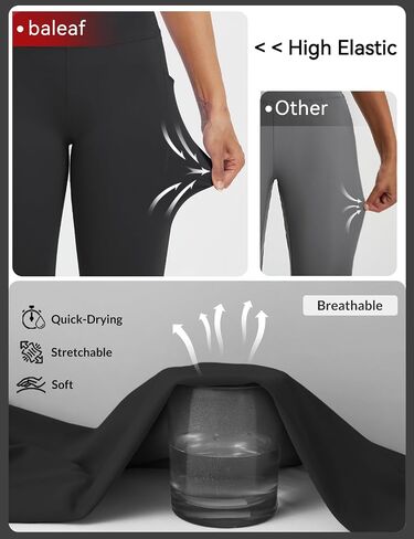 Baleaf Womens 17 "Lycra Capri المرتفعة مع الجيوب السيطرة على البطن اليوغا سراويل كابريس كابريس in Kuwait