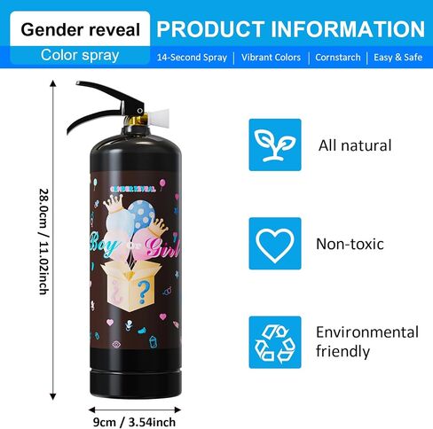 Giant Gender Reveal Fire Extinguisher-2 Packs | Smork Powder Blaster for Gender Reveal Party Ideas | Pink Fire Extinguisher Gender Reveal Suitable Girl Baby | Blasts 20+ Feet in Kuwait