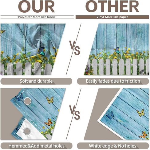ZTHMOE 10x8ft Fabric Spring Photography Backdrop Easter Garden Floral Background Butterfly Grass Blue Wooden Wall Banner Photo Booth Studio Props in Kuwait