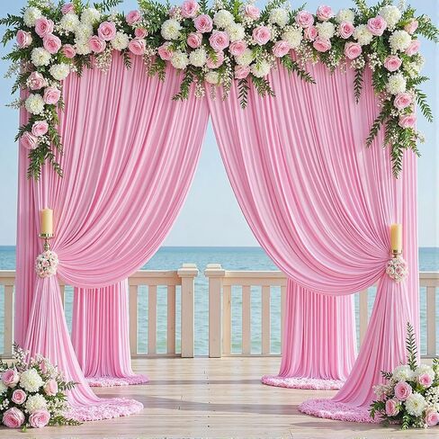 20x16ft White Backdrop Curtain for Party, 4 Panels Wrinkle Free 16 Foot Long Polyester Photo Backdrop Drapes Photography Background for Wedding Birthday Gathing in Saudi Arabia