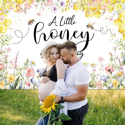 Mocsicka Bee Baby Shower Backdrop Honey Girl Baby Shower Background A Little Honey is On The Way Baby Shower Party Decoration Photo Booth Props (7x5ft) in Saudi Arabia