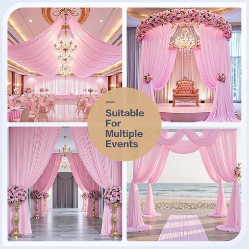 20x16ft White Backdrop Curtain for Party, 4 Panels Wrinkle Free 16 Foot Long Polyester Photo Backdrop Drapes Photography Background for Wedding Birthday Gathing in Saudi Arabia