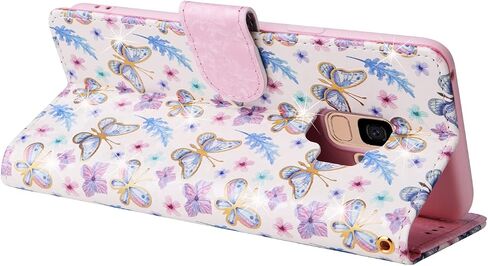 حالة هاتف ASUWISH لـ Samsung Galaxy S9 Wallet Lanyard Wrist Strap غطاء خلايا الوعرة مع زهرة الشاشة الزجاجية ذات الحامي ، حامل بطاقة زهرة in Saudi Arabia