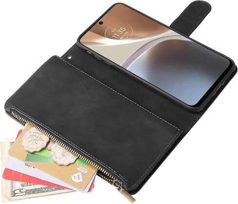 Asuwish Compatible with Motorola Moto G32 Wallet Case and Tempered Glass Screen Protector Leather Flip Cover Card Holder Stand Cell Accessories Shockproof Soft Phone Cases for MotoG32 G 32 Women Black in Saudi Arabia
