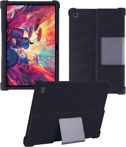 Case for Lenovo Tab Plus 11.5 Inch Android 14 Tablet 2024- Soft Silicone Shock Proof Lightweight Stand Rubber Shell Protective Cover,Kids Friendly Soft Silicone Adjustable Stand Cover,Black in Saudi Arabia