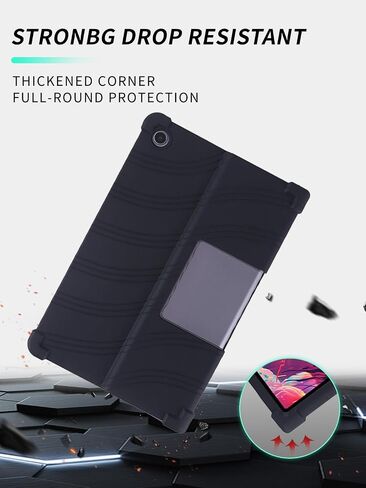 Case for Lenovo Tab Plus 11.5 Inch Android 14 Tablet 2024- Soft Silicone Shock Proof Lightweight Stand Rubber Shell Protective Cover,Kids Friendly Soft Silicone Adjustable Stand Cover,Black in Saudi Arabia