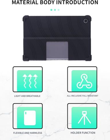 Case for Lenovo Tab Plus 11.5 Inch Android 14 Tablet 2024- Soft Silicone Shock Proof Lightweight Stand Rubber Shell Protective Cover,Kids Friendly Soft Silicone Adjustable Stand Cover,Black in Saudi Arabia