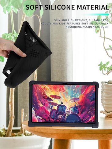 Case for Lenovo Tab Plus 11.5 Inch Android 14 Tablet 2024- Soft Silicone Shock Proof Lightweight Stand Rubber Shell Protective Cover,Kids Friendly Soft Silicone Adjustable Stand Cover,Black in Saudi Arabia