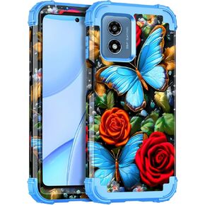 Casetego Compatible with Moto G 5G 2024 Case,Glow in The Dark Three Layer Heavy Duty Sturdy Shockproof Full Protection Rugged Hard PC+Soft TPU Bumper Case,All Purple