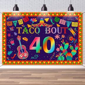 Taco Bout 60 Backdrop 60 Fiesta Mexican Cactus Banner Banner Happy 60th Banner Banner Photo Props Supplies for Men Women 6 × 4 قدم