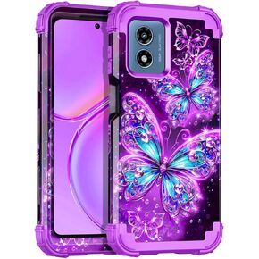 Casetego متوافق مع حالة Moto G 5G 2024 ، توهج في الطبقة المظلمة الثلاثة للخدمة الثقيلة المكوّنة الصدمات الكاملة حماية قاسية وعاء لليئة TPU ، كلها أرجوانية in Kuwait