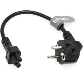 SZRMCC EU Europe 3-Prong Plug to C5 Notebook Power Cord IEC320 C5 to Elbow Schuko CEE7/7 European AC Power Extension Cable for PC TV Monitor 10A
