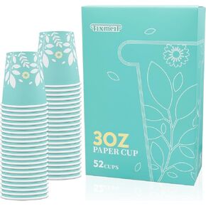 52 Pack 5oz Paper Cups, Disposable Bathroom Cups, Mini Mouthwash Cups, Small Paper Cups for Parties, Picnics, Barbecues, Travel and Events(Leaves)