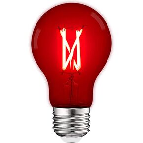 LUXRITE A19 Edison LED Red Light Bulbs, 4.5W (60W Equivalent), Colored Glass Filament, UL Listed, E26 Standard Base, Indoor Outdoor, Porch, Decoration, Party, Holiday, Event, Home Lighting (3 Pack)