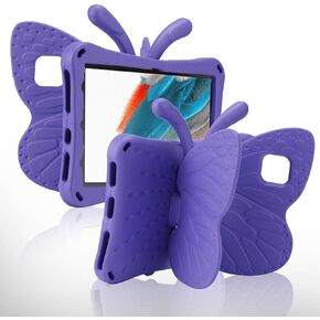 FW TCL Tab 8 LE Kids Case, 9137W Tablet 2023 Butterfly Design With Kickstand - Light EVA Full Body Drop Protective Rugged Shockproof Kid-Proof Pro Tablet Case for Girls (Rose)