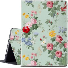 Case for All-New Kindle Fire 7 Tablet (9th/7th/5th Generation, 2019/2017/2015 Release),Lightweight Protective PU Leather Smart Stand Cover with Auto Wake Sleep - Rose Floral Flower