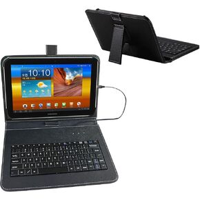 10 inch Tablet Case 9.7-11 inch Tablet Cover with QWERTY External Keyboard USB C Port Compatible with Samsung Galaxy Tab A8 A7, Fire HD, Googee U10, Blackview, Nokia T20, Lenovo Tab M10