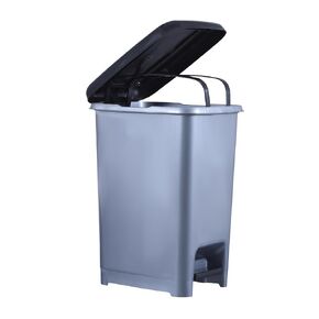 Superio Slim Trash Can with Foot Pedal – 2.5 Gallon Step-On Trash Can with Lid, Small Plastic Garbage Can, Mini Trash Can for Bathroom, Kitchen, Office, Under Desk, Bedroom, Dorm – Grey/Black (2)