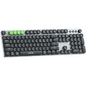 ProtoArc Backlit Bluetooth Mechanical Keyboard for Office, MECH K300 Wireless Tactile Quiet Comfortable Keyboard, 2.4G/USB-C/Bluetooth, Rechargeable, Programmable for Mac/Windows/Android-Green Button