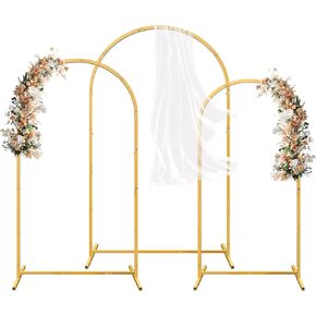 Arch Backdrop Stand Set of 3, Gold Metal Arched Frame (7.2FT, 6.6FT, 6FT) for Wedding Birthday Party Baby Shower Photo Booth Background Decor
