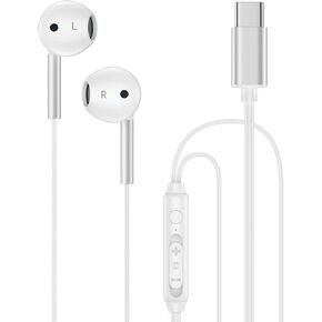 USB-C Wired Headphone Earbuds for iPhone 16e/16/15, Type C Earphone in-Ear with Microphone,Volume Control Earphone with USB-C Plug for iPhone 16e/16 15 Plus Pro Max, Samsung S25 Ultra/S24