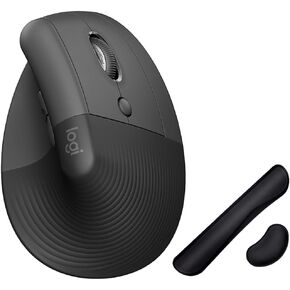 Logitech Core 910-006466 Ergo Series Lift Vertical Ergonomic Wireless Mouse Bluetooth/USB Graphite Bundle with Deco Essentials Keyboard and Mouse Gel Memory Foam Wrist Pads