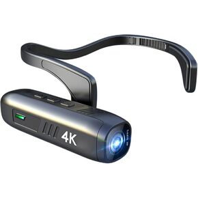 4K 30FPS Head Mounted Camera Wearable WiFi Video Camera Camcorder Webcam 120°Wide Angle Lens Anti-Shake Built-in Battery APP Control for Vlog Video Recording