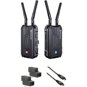 Hollyland Pyro H 4K نظام نقل الفيديو اللاسلكي مع Genaray 2x NP-F770 4400mAh بطاريات و 2x شواحن شواحن ، Pearstone HDMI عالي السرعة إلى كابل HDMI مع Ethernet Black