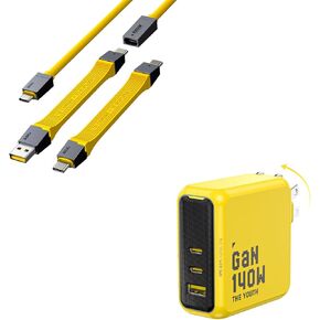 AOHI Youth 140W GaN+ USB C Charger 100W Laptop Fast Charger+240W 4 in 1 USB4 Cable Set for Thunderbolt 4 Cable
