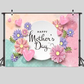 Dudaacvt 8x6ft Happy Mother's Day Backdrop Mother's Day Floral Background Mother's Gift Wall Decoration Banner Mother's Day Party Decoration Backdrop D661
