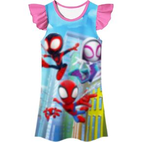 Girl Cartoon Hero Dress Toddler Fantasy Dresses Kids Ruffle Playwear Casual Clothes 3-7 Years