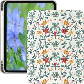 Compatible for 2022 iPad 10th Generation 10.9 inch Cute Flower Painting Pattern Case, with Pencil Holder, Floral Pattern Soft TPU Trifold Stand Protective -Pink Flower 6 in Saudi Arabia