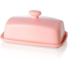 Large Porcelain Butter Dish with Lid, Henten Home Classic Matte Butter Keeper for Countertop, Large Butter Holder for Butter Storage & Home Kitchen Decor, Dishwasher Safe (Matte Black)