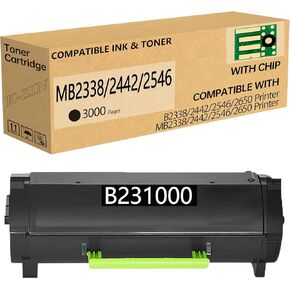 B231000 Black Toner Cartridge(with Chip) Compatible with Lexmark B231000 Toner Cartridge for Lexmark B2338 B2442 B2546 B2650 MB2338 MB2442 MB2546 MB2650 Laser Printer (Black, 3000 Pages)