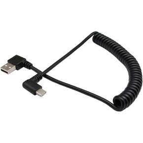 90 Degree Right Angle USB 2.0 to USB C Spring Cable - zdyCGTime Type C USB Male to USB A Male Data Cable for Tablets Cellphone(1.2M)