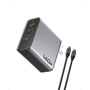 PISEN 140W USB C Charger - PD3.1 GaN Fast Charger USB C 3-Port Foldable Charging Block 140Watt Power Adapter with 6FT 240W Type-C Cable, 140W Charger for MacBook, Laptops, Samsung, iPad, iPhone Series