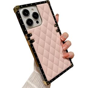 for iPhone 16 Pro Max Cute Case for Women,Luxury Golden Decoration Corner Soft TPU Bumper Elegant Shockproof PU Leather Back Girls Protective Phone Case for iPhone 16 Pro Max 6.9 Inch (Black)