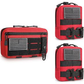 Admin Pouch with USA Flag Patch & Keychain - 2 Pack Molle Pouches with USA Flag Patch & Tactical D-Ring Clip