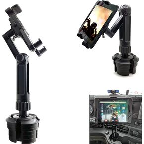 ChargerCity LongNeck Drinks Car Semi Truck Cup Holder Mount for Works w/Tablets & Phones - iPad Pro 12.9 10.5 9.7 Air Mini, Galaxy Tab, iPhone 13 14 15 16 Pro MAX Galaxy S23 S24 Fold Oneplus Pixel