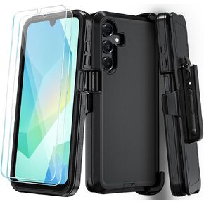 Qinmay Phone Case for Samsung Galaxy A26 Case with HD Screen Protector, Heavy Duty Shockproof & Dropproof 3-Layer Cover Phone Case for Galaxy A26,WineRedPink