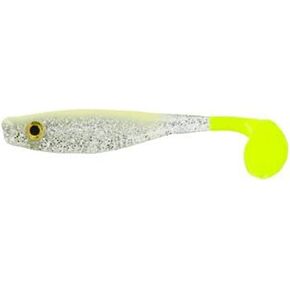 Big Bite Baits 5" Suicide SHAD/Bone Silver Glitter/Chartreuse Tail (4 Pack)