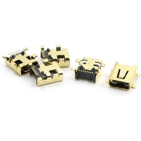 Uxcell 8 Pins Mini USB Jack موصل المقبس الإناث SMT Type Gold Tone 5 PCS