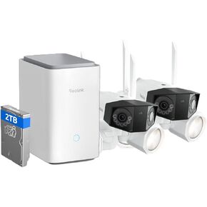 REOLINK 4K Floodlight Camera with Home Hub Pro Bundle, 4K Outdoor Security Camera with Dual-Lens, 180° FOV, All-in-One Management Center, Home Hub Pro with 2TB HDD Pre-Installed