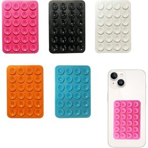 5-Colors Silicone Suction Cups for Phone Case Self-Adhesive Mount - Hands Free Mobile Accessory Holder for Videos and Selfies - iPhone and Android Cellphone case Compatible (Thin)