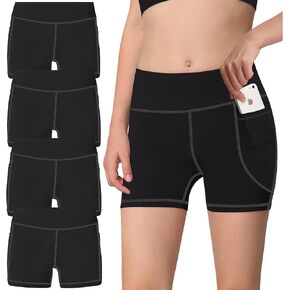 Kid Girl Yoga shorts with Pockets for Sports Athletic (4 Packs)