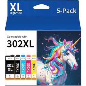 KASAT 302xl Ink cartridges Replacement for 302xl Ink cartridges Multipack to use for Expression Premium XP-6000 XP-6100 XP6000 XP6100 Printer (Black, Cyan, Magenta, Yellow, Photo Black) 5 Pack
